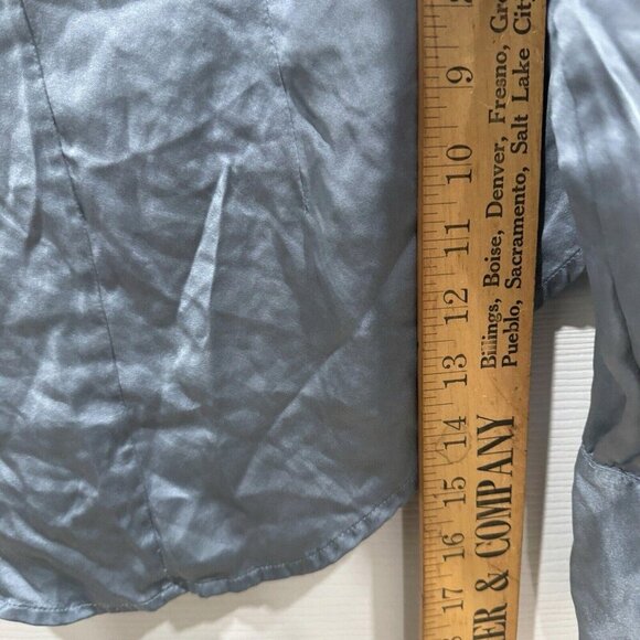 Sylvia Heisel Womens 100% Silk Blouse Size 4 Blue Button-Up  Sleeve - Picture 8 of 9